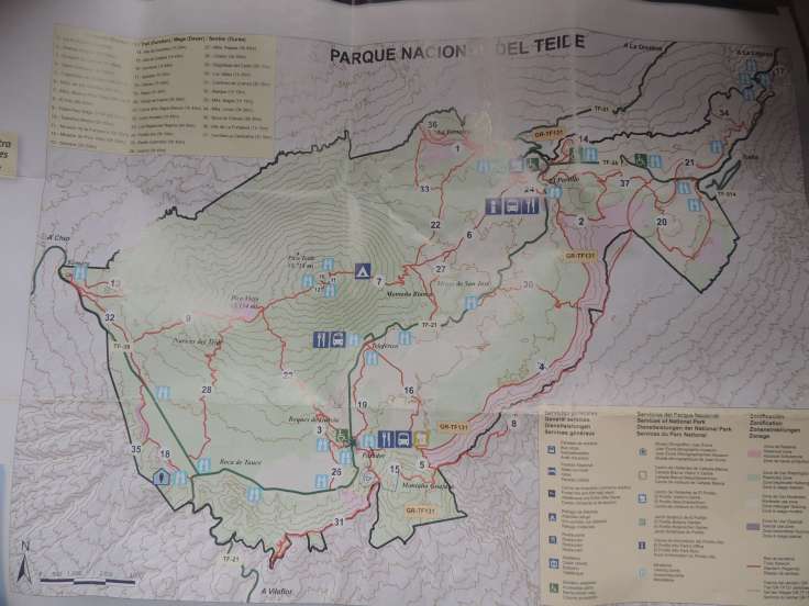 Mapa Senderos Parque Nacional del Teide